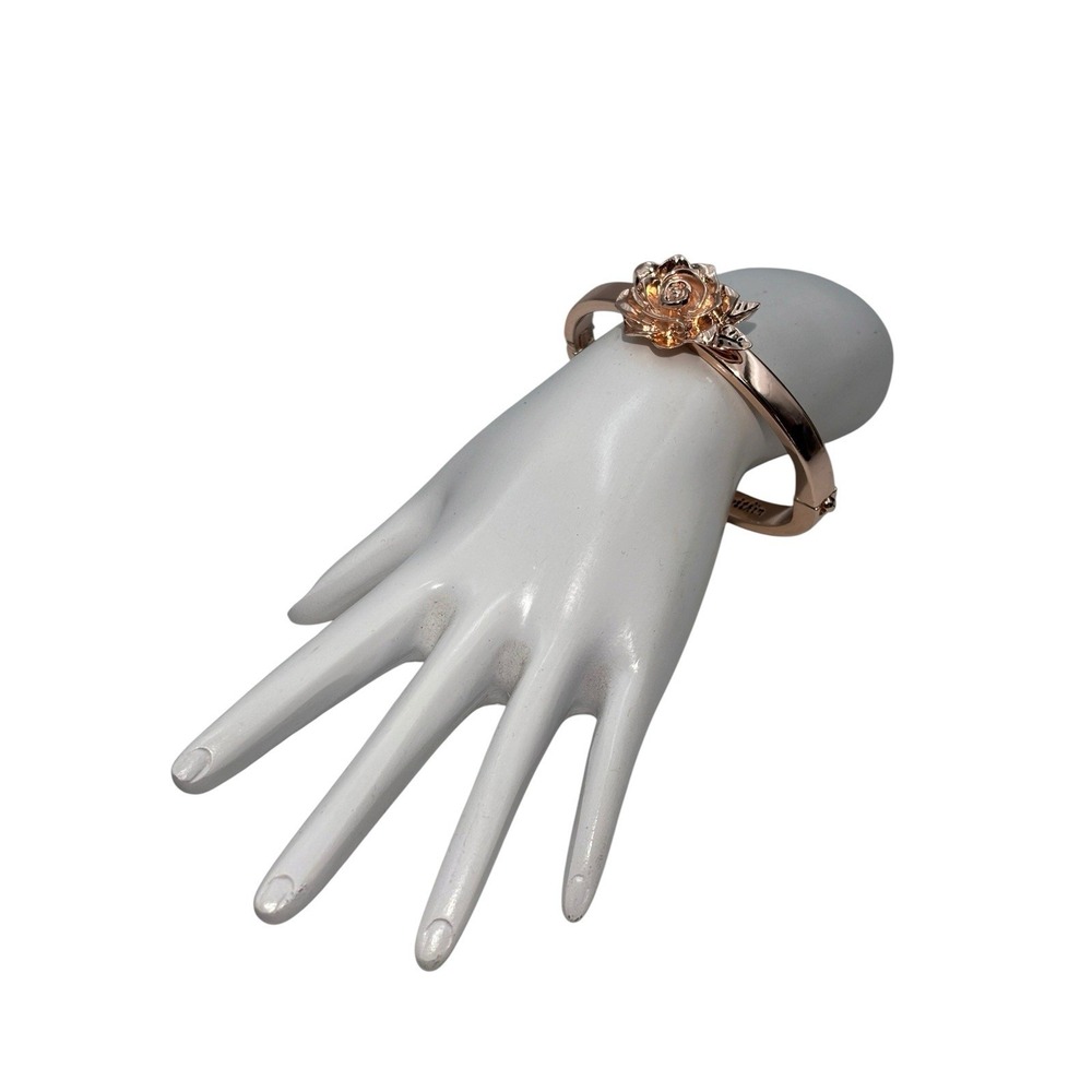 Vintage Disney Rose Gold Tone 'Beauty Is Found Within' Rose Motif Belle Bracelet